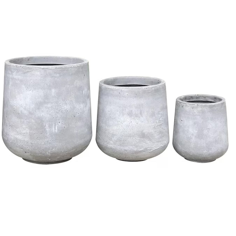 3-Pack round 16.5-In W X 17.3-In H Gray Concrete Contemporary/Modern Indoor/Outdoor Planter