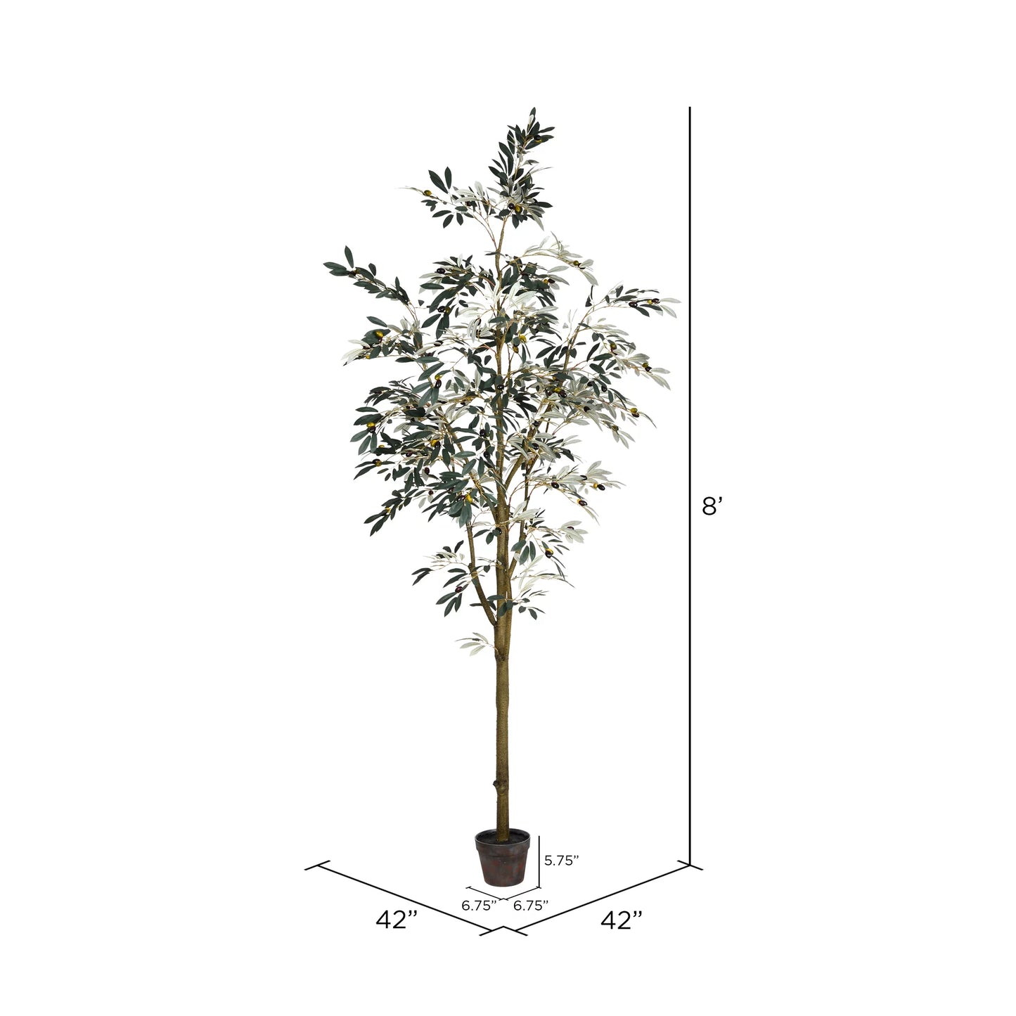 8' Artificial Potted Olive Tree.