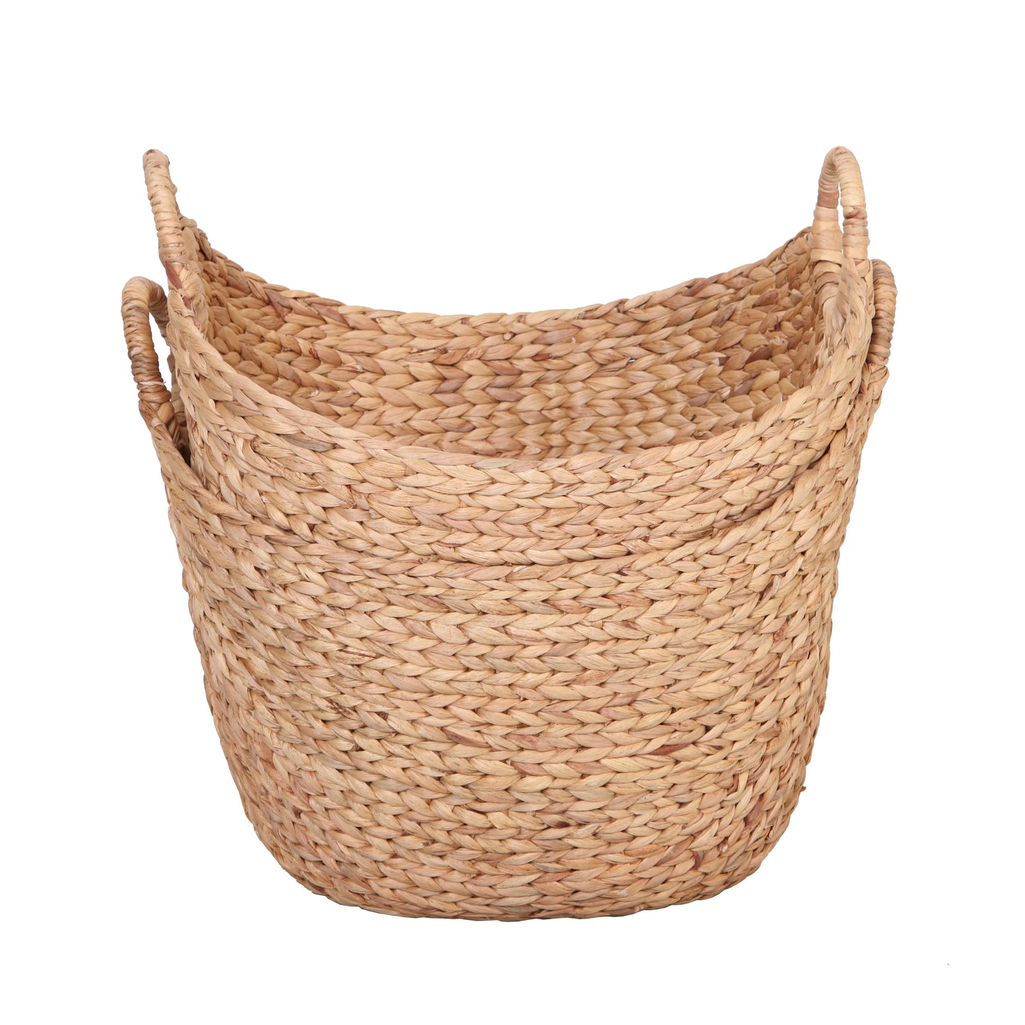 Large Natural Water Hyacinth Boat Basket, Set of 2