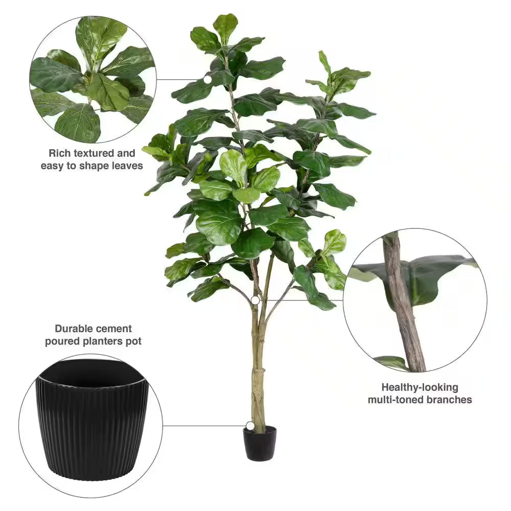 7 Ft. Green Artificial Fiddle Leaf Everyday Tree in Pot