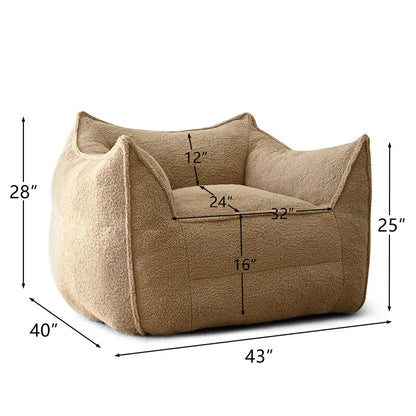 Teddy 43" Boucle Upholstered Bean Bag Couch for Adults and Kids