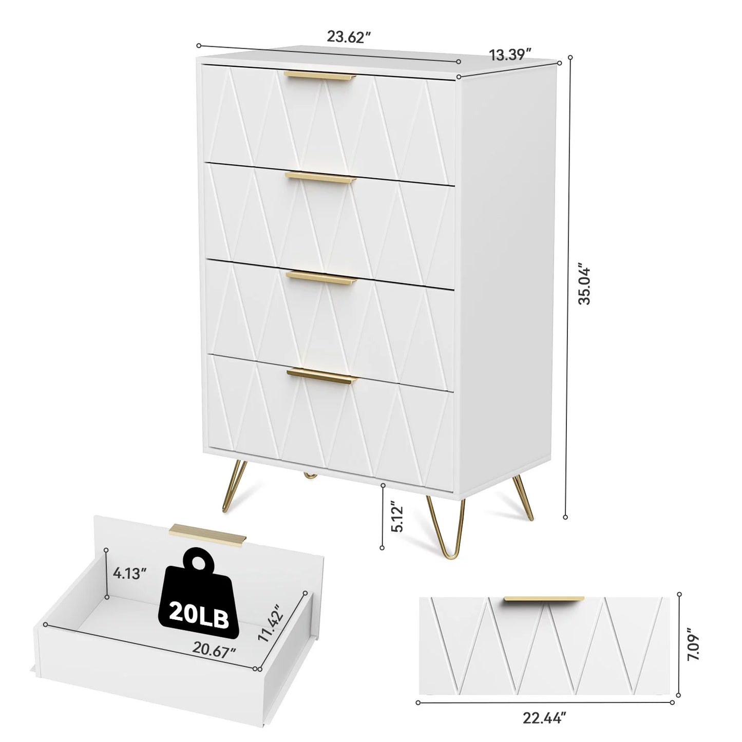 4 Drawer Dresser for Bedroom, Wood Black Dresser with Wide Drawers and Metal Handles,Modern Dresser Chest for Bedroom,Living Room,Entryway