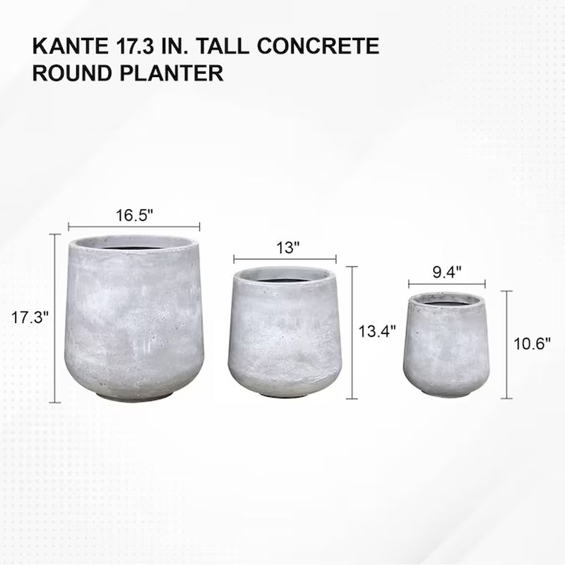 3-Pack round 16.5-In W X 17.3-In H Gray Concrete Contemporary/Modern Indoor/Outdoor Planter