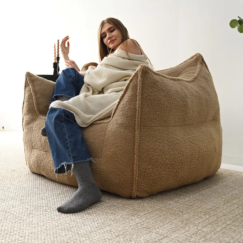 Teddy 43" Boucle Upholstered Bean Bag Couch for Adults and Kids