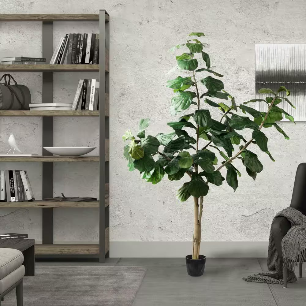 7 Ft. Green Artificial Fiddle Leaf Everyday Tree in Pot