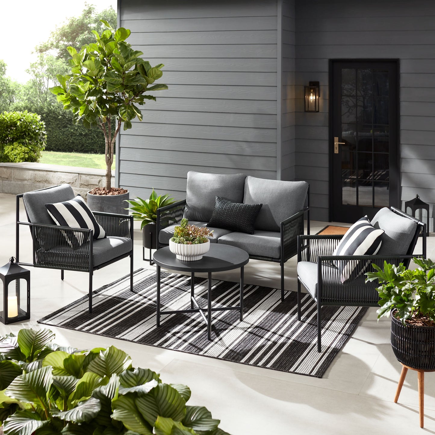 Logan 4-Piece Outdoor Conversation Set, Dark Gray