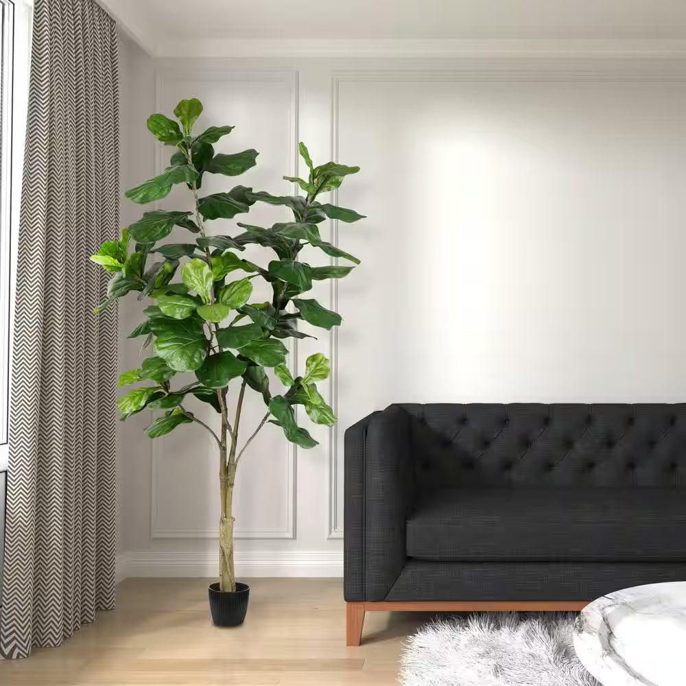 7 Ft. Green Artificial Fiddle Leaf Everyday Tree in Pot