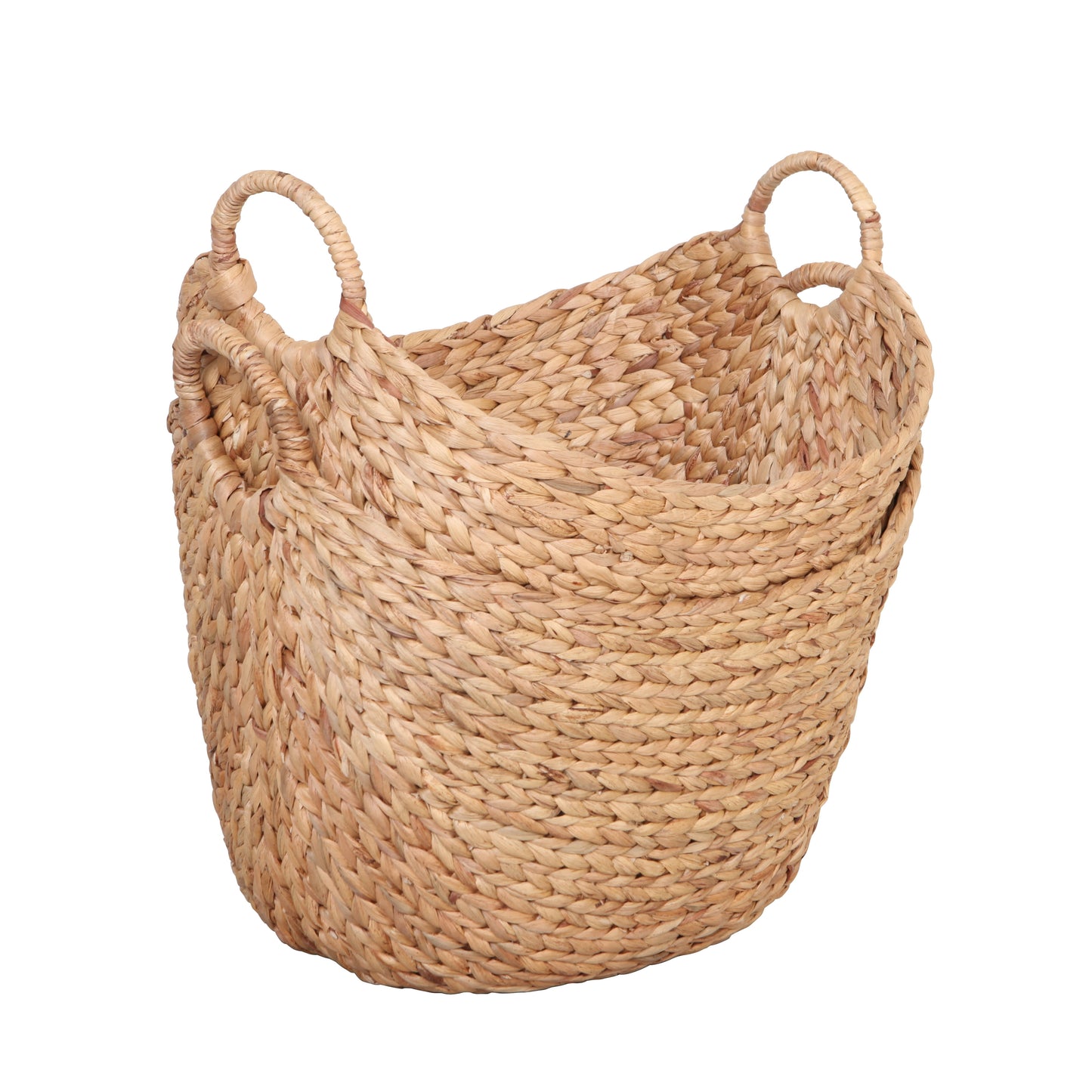 Large Natural Water Hyacinth Boat Basket, Set of 2