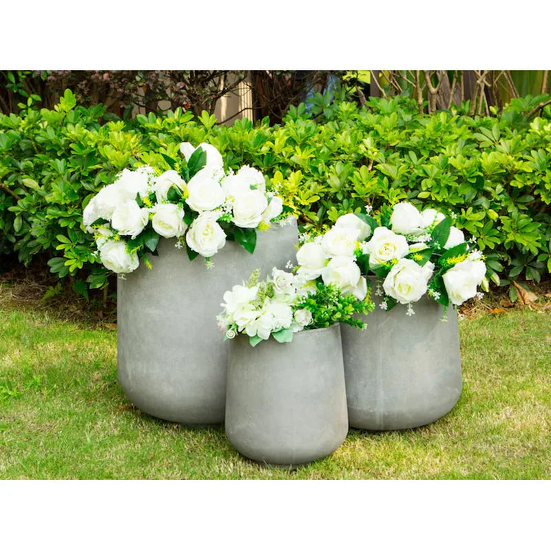 3-Pack round 16.5-In W X 17.3-In H Gray Concrete Contemporary/Modern Indoor/Outdoor Planter