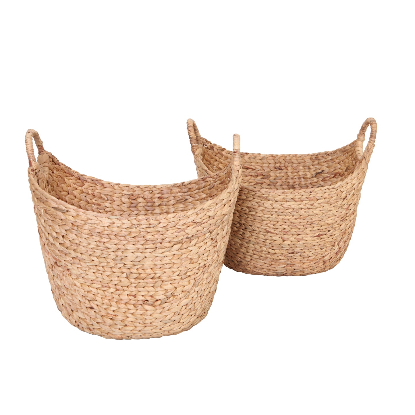 Large Natural Water Hyacinth Boat Basket, Set of 2